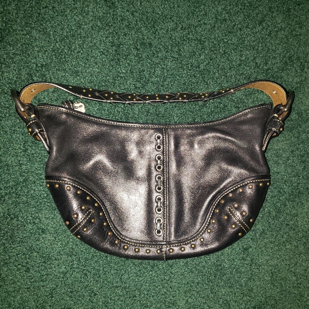 Black leather coach bag